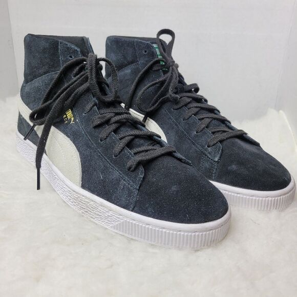 Puma Suede Classic Mid XXI Black w White Logo Sneaker Style 38020501 Size 11.5 - Picture 1 of 9